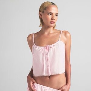 Skims SET Cherry Blossom Cotton Poplin Striped Tank AND Short Size Large NWT